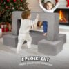 VEVOR Spielsofa Kindersofa aus Chenille-Stoff Bausteine 4-teilig, Kinderspielsofa mit abnehmbarem Bezug 90 kg belastbar, umwandelbares Kindersofa Spielzimmermöbel zum Schlafen Lesen Dunkelgrau – Bild 5
