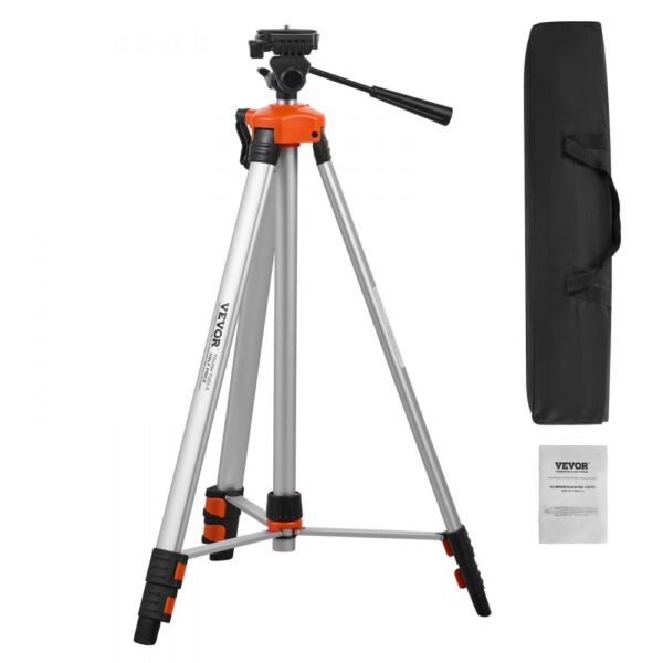 VEVOR Laser-Wasserwaagen-Stativ, ¼ x 20 Gewindehalterung, 27,36-68,11 Zoll Höhenverstellung mit integrierter Wasserwaage, leichter Laserscanner-Stativständer, einziehbare Beine, Aluminium-Stativ für stabile Messungen