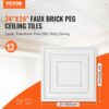 VEVOR Deckenfliesen, 12er-Pack 24 x 24 Zoll, abgehängte Deckenfliesen aus hochwertigem PVC-Blatt, einfache Installation/Zuschneiden, Kunststoff-Deckenfliesen zum Aufkleben, Deckenverkleidung für Heim-/Bürodekoration, weißes Stiftmuster – Bild 2