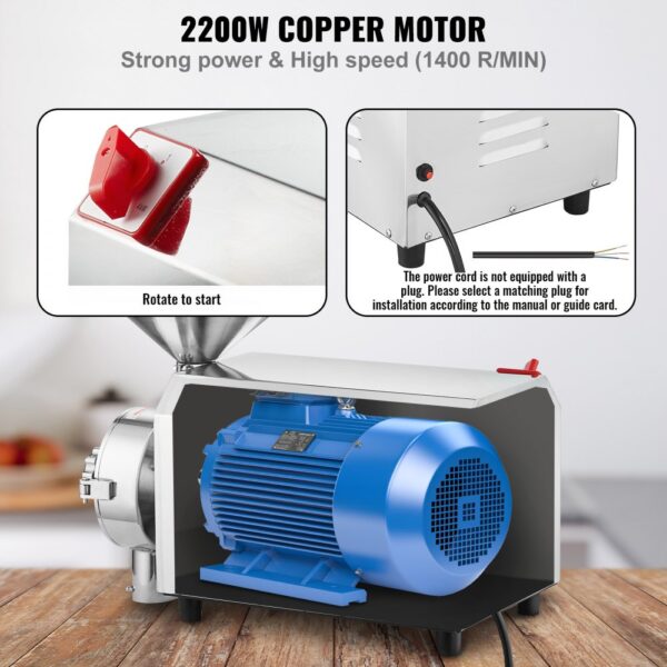 VEVOR Sojabohnenmühle kommerzielle Mahlmaschine für Gewürze 2200 W, Maismühle 50 kg/h Edelstahl-Maismühle – Bild 3 VEVOR Sojabohnenmühle kommerzielle Mahlmaschine für Gewürze 2200 W, Maismühle 50 kg/h Edelstahl-Maismühle – Bild 3