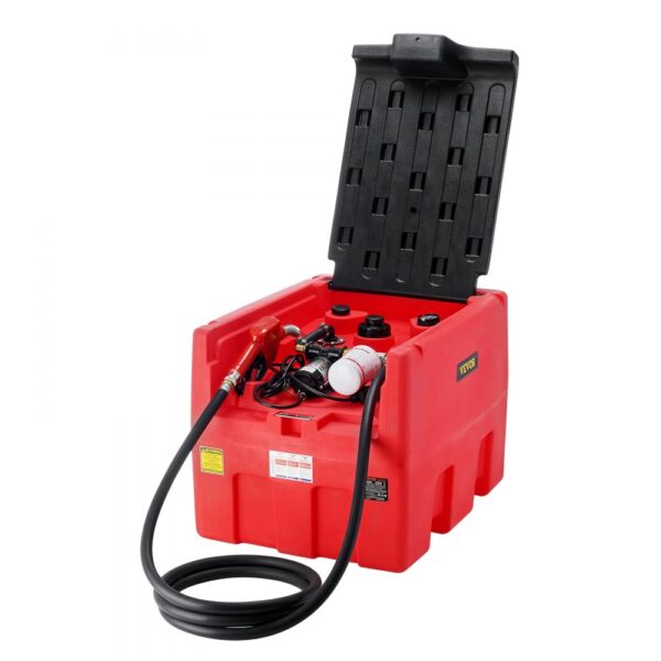 VEVOR Tragbarer Diesel- und Benzintank, 48 Gallonen, 10,6 GPM Durchflussrate, Dieselkraftstofftank mit 12 V elektrischer Transferpumpe, 13,1 Fuß Schlauch, automatische Tankdüse, Transfertank für einfachen Kraftstofftransport, rot