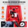 VEVOR Tragbarer Diesel- und Benzintank, 48 Gallonen, 10,6 GPM Durchflussrate, Dieselkraftstofftank mit 12 V elektrischer Transferpumpe, 13,1 Fuß Schlauch, automatische Tankdüse, Transfertank für einfachen Kraftstofftransport, rot – Bild 3