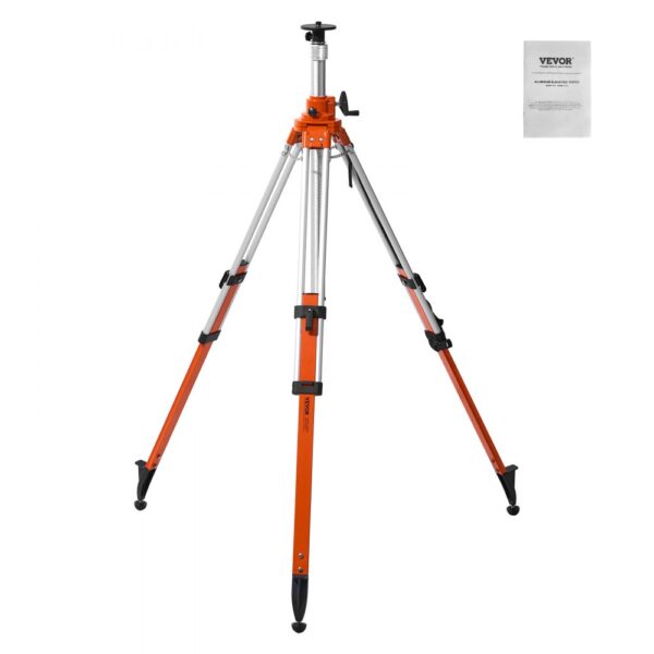 VEVOR Laser-Wasserwaagen-Stativ, 5/8"-11-Gewindehalterung, 45,07-114,37 Zoll Höhenverstellung, robustes Vermessungsstativ, mit Wasserwaage und Diffusionsbegrenzer, anhebbare, rutschfeste Füße für den Bau