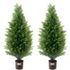 VEVOR Künstlicher Formschnittbaum aus Zeder, 91,4 cm hoch (2 Stück), mit zusätzlichen Blättern und Topf, künstliche immergrüne Kiefern-Zypressenpflanze, UV-geschütztes künstliches Grünset
