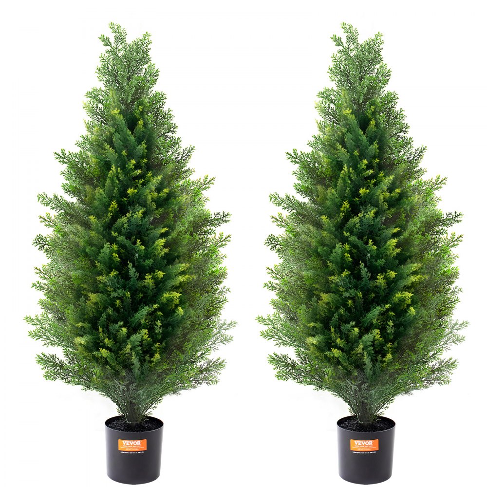 VEVOR Künstlicher Formschnittbaum aus Zeder, 91,4 cm hoch (2 Stück), mit zusätzlichen Blättern und Topf, künstliche immergrüne Kiefern-Zypressenpflanze, UV-geschütztes künstliches Grünset