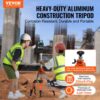 VEVOR Laser-Wasserwaagen-Stativ, 5/8"-11-Gewindehalterung, 27,16-67,71 Zoll Höhenverstellung, robustes Vermessungsstativ, mit Wasserwaage und Diffusionsbegrenzer, anhebbare, rutschfeste Füße für den Bau – Bild 2