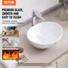 VEVOR Ovales Aufsatzwaschbecken Waschbecken, 409 x 341 x 144 mm, Badezimmer-Aufsatzwaschbecken über der Theke, Keramikwaschbecken moderner Stil, für Toiletten, Hotels, Restaurants, helles Weiß – Bild 2