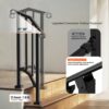 VEVOR Handläufe für Außentreppen, 1–2-stufiges Treppenhandlauf-Set, Übergangsgeländer aus Karbonstahl mit Montagesatz, Treppengeländer für Senioren, Betonstufen & Veranda & Deck, schwarzer Retro-Bogen – Bild 3