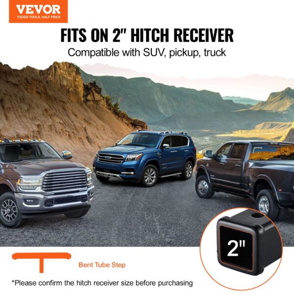 VEVOR Anhängerkupplungsstufe 50,8 mm Empfänger, robuste Stahlkonstruktion mit 158,7 kg Tragkraft, Heckstoßstangenschutz mit Stiftverriegelung, universelle Passform für Lkw SUV Pickup Anhänger – Bild 2