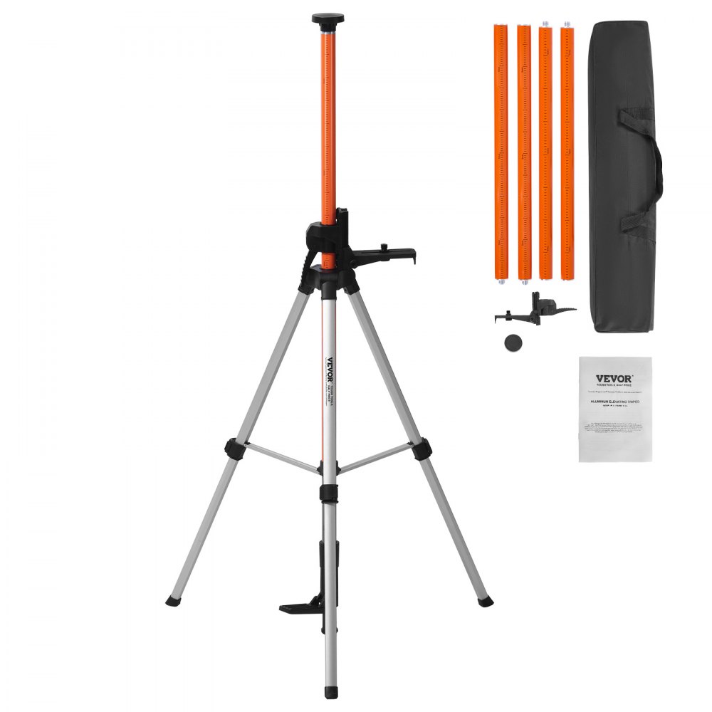 VEVOR Laser-Wasserwaagen-Stativ, 1/4"-20 & 5/8"-11 Gewindehalterung, 40,94-133,85 Zoll Höhenverstellung mit Wasserwaage und robustem Ständer, ausziehbares, leichtes Aluminium-Stativ für Laserscanner