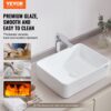 VEVOR Rechteckiges Aufsatzwaschbecken Waschbecken, 482 x 373 x 135 mm, Badezimmer-Aufsatzwaschbecken über der Theke, Keramikwaschbecken moderner Stil, für Toiletten, Hotels, Restaurants, helles Weiß – Bild 2