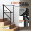 VEVOR Handläufe für Außentreppen, 2–3-stufiges Treppenhandlauf-Set, Übergangsgeländer aus Karbonstahl mit Montagesatz, Treppengeländer für Senioren, Betonstufen & Veranda & Deck, schwarzes Vierkantrohr – Bild 3