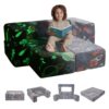 VEVOR Spielsofa Kindersofa aus 25D-Schaum Bausteine 10-teilig, Kinderspielsofa mit abnehmbarem Bezug 90 kg belastbarer Kindercouch, umwandelbares Kindersofa Spielzimmermöbel im Dunkeln Leuchten