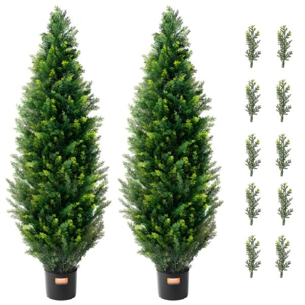 VEVOR Künstlicher Formschnittbaum aus Zeder, 121,9 cm hoch (2 Stück), mit zusätzlichen Blättern und Topf, künstliche immergrüne Kiefern-Zypressenpflanze, UV-geschütztes künstliches Grünset VEVOR Künstlicher Formschnittbaum aus Zeder, 121,9 cm hoch (2 Stück), mit zusätzlichen Blättern und Topf, künstliche immergrüne Kiefern-Zypressenpflanze, UV-geschütztes künstliches Grünset