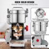 VEVOR elektrische Getreidemühle Hochgeschwindigkeits-Gewürzmühle 500 g mit 2000 W, Pulverisiermaschine aus Edelstahl, für trockene Körner Gewürze Müsli Kaffee Mais Pfeffer Schwenktyp 22 x 19 x 36 cm – Bild 3