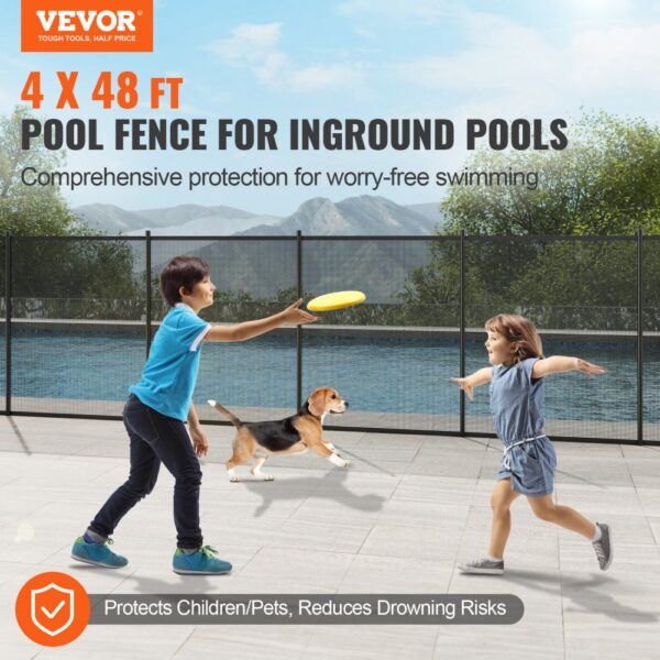 VEVOR Poolzaun, 1,21 x 14,63 m, abnehmbarer Kindersicherheits-Poolzaun, einfache DIY-Installation, Schwimmbadzaun, 340 g Teslin-PVC-Poolzaunnetz, schützt Kinder und Haustiere – Bild 2