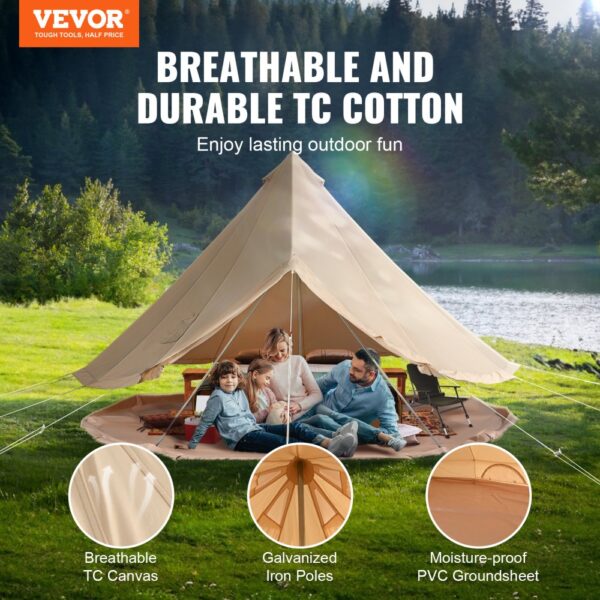 VEVOR Canvas-Glockenzelt 3 m 4-Jahreszeiten-Canvas-Zelt für Camping mit Herdanschluss – Bild 2