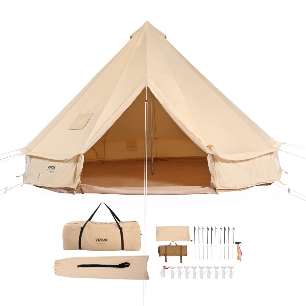 VEVOR Canvas-Glockenzelt 3 m 4-Jahreszeiten-Canvas-Zelt für Camping mit Herdanschluss