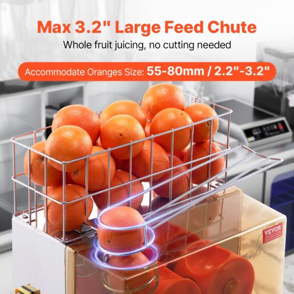 VEVOR Kommerzielle Orangenpresse Automatischer 120-W-Entsafter, Edelstahl-Orangenpresse für 20 Orangen pro Minute, mit Herausziehbarer Filterbox, PC-Abdeckung Zitruspresse Saftpresse Elektrisch – Bild 3 VEVOR Kommerzielle Orangenpresse Automatischer 120-W-Entsafter, Edelstahl-Orangenpresse für 20 Orangen pro Minute, mit Herausziehbarer Filterbox, PC-Abdeckung Zitruspresse Saftpresse Elektrisch – Bild 3