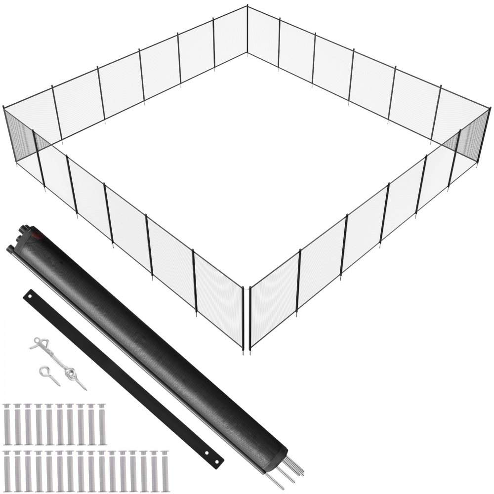 VEVOR Poolzaun, 1,21 x 21,95 m abnehmbarer Kindersicherheits-Poolzaun, einfache DIY-Installation, Schwimmbadzaun, 340 g Teslin-PVC-Poolzaunnetz, schützt Kinder und Haustiier