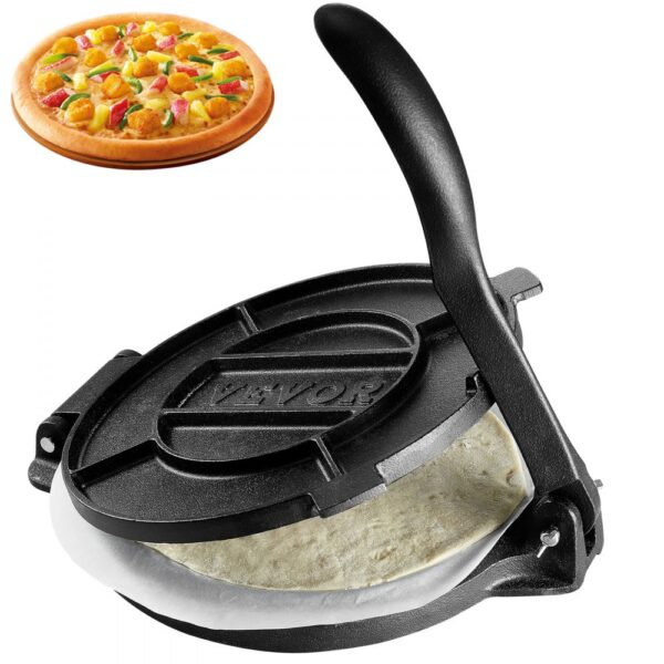 VEVOR Tortilla-Presse, 25 cm Taco Presse, Robuste Gusseisen-Tortilladora-Presse, Vorgewürzte Tortilla Maker Tortilla Hersteller mit 100 Stk. Pergamentpapier, Teigmaschine für Mehl-Tortilla, Schwarz VEVOR Tortilla-Presse, 25 cm Taco Presse, Robuste Gusseisen-Tortilladora-Presse, Vorgewürzte Tortilla Maker Tortilla Hersteller mit 100 Stk. Pergamentpapier, Teigmaschine für Mehl-Tortilla, Schwarz