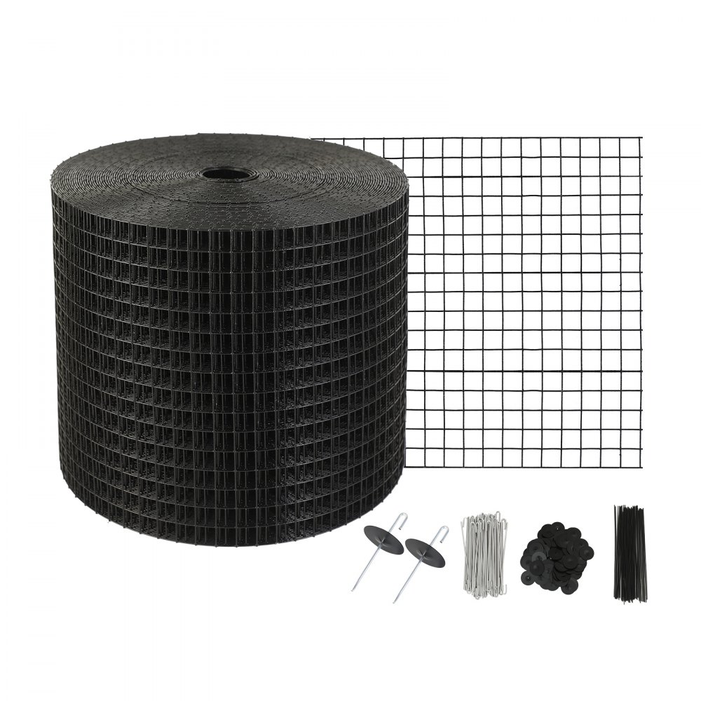 VEVOR Vogelschutz für Solarmodule, 15,2 cm x 30,4 m, Taubenabwehr Solaranlagengitter mit 100 Edelstahl-Verschlüssen, Solarmodul-Schutz mit rostfreier PVC-Beschichtung, 12 mm Drahtrollengeflecht
