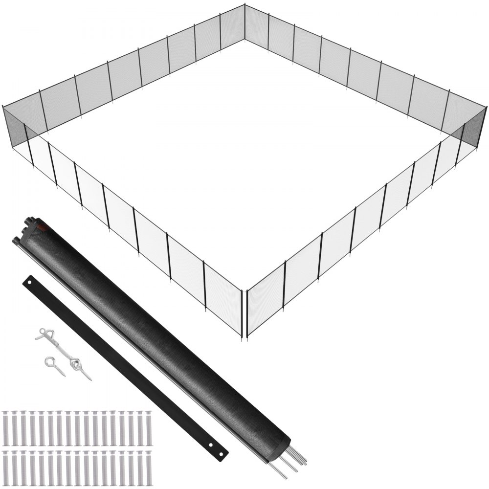 VEVOR Poolzaun 1,21 x 29,26 m abnehmbarer Kindersicherheits-Poolzaun, einfache DIY-Installation, Schwimmbadzaun, 340 g Teslin-PVC-Poolzaunnetz, Zum Schutz von Kinder und Haustiere