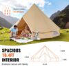 VEVOR Glockenzelt 5 x 3 m Jurten Zelt TC-Baumwolle mit hochfesten Eisenstangen und einer PVC-Bodenplane Campingzelt Familienzelt 8 Fenster Pyramidenzelt Gruppenzelt für Outdoor-Abenteuer – Bild 4