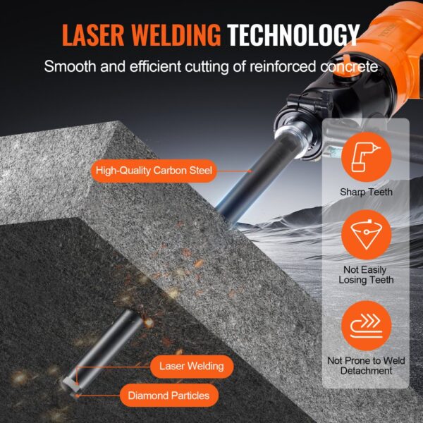 VEVOR Diamantbohrkrone Kernbohrer, 32 mm Nass-Diamant-Kernbohrer, 355 mm Bohrtiefe Betonkernbohrer, 5/8 Zoll-11 Innengewinde, Laserschweißen, Diamant-Nassbohrer für Betonziegel und -blöcke Schwarz – Bild 5