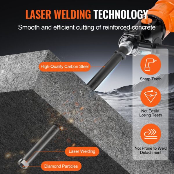 VEVOR Diamantbohrkrone Kernbohrer, 25,4 mm Nass-Diamant-Kernbohrer, 355 mm Bohrtiefe Betonkernbohrer, 5/8 Zoll-11 Innengewinde, Laserschweißen, Diamant-Nassbohrer für Betonziegel und -blöcke – Bild 5