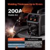 VEVOR MIG-Schweißgerät, 200 A synergetische MIG-Schweißmaschine, 4-in-1-Gas-MIG/Flux Core-MIG/Stick/Lift-TIG-Mehrprozess-Welder mit IGBT-Wechselrichtertechnologie und LCD-Bildschirmanzeige – Bild 3
