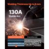 VEVOR MIG-Schweißgerät, 130 A synergetische MIG-Schweißmaschine, 3-in-1-Flusskern-MIG/MMA/Lift-TIG-Mehrprozess-Schweißer, Welder mit IGBT-Wechselrichtertechnologie und digitalem Anzeigebildschirm – Bild 3