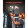 VEVOR 20 V bürstenloser Akku-Bohrhammer kabellos, Lithium-Ionen 28 mm Bohrhammer, SDS-Plus Elektro-Leichtbausatz mit Akku & Ladegerät & Tragekoffer, 4 Funktionen, 1200 U/min, 5300 BPM – Bild 4