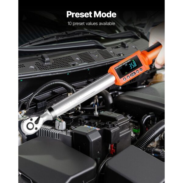 VEVOR digitaler Drehmomentschlüssel Set mit 1/2 3/8 Zoll Antrieb 72 Zähne ±2 % präziser elektronischer Drehmomentschlüssel mit voreingestelltem Wert & Summer & LED-Benachrichtigung Autoreparatur – Bild 5