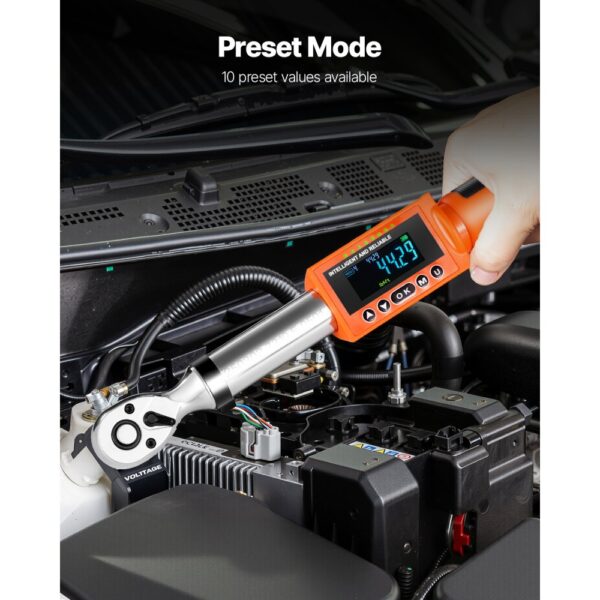 VEVOR digitaler Drehmomentschlüssel Set mit 3/8 Zoll Antrieb (6,7–135 Nm) 72 Zähne ±2 % präziser elektronischer Drehmomentschlüssel mit voreingestelltem Wert & LED-Benachrichtigung Autoreparatur – Bild 4 VEVOR digitaler Drehmomentschlüssel Set mit 3/8 Zoll Antrieb (6,7–135 Nm) 72 Zähne ±2 % präziser elektronischer Drehmomentschlüssel mit voreingestelltem Wert & LED-Benachrichtigung Autoreparatur – Bild 4