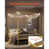 VEVOR Himmelbettrahmen (Queen Size), Metallhimmelbett mit minimalistischem Kopfteil & Himmelbett-Design, robuste Stahllattenstütze (rund), Stauraum unter dem Bett, kein Boxspring erforderlich, Gold – Bild 4