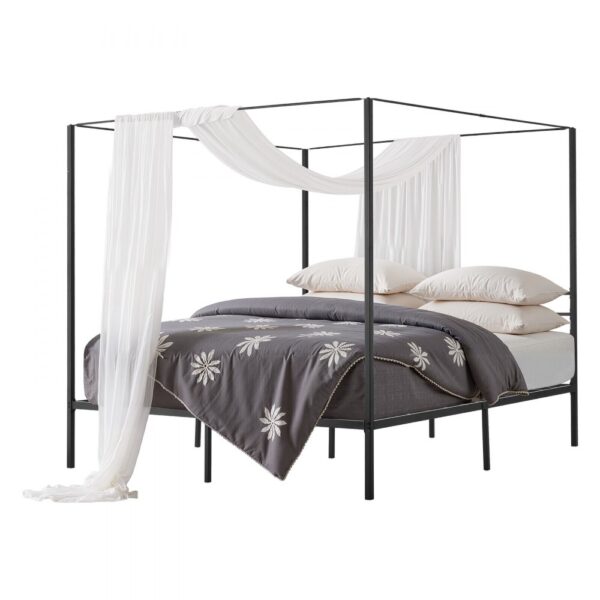 VEVOR Himmelbettrahmen (Kingsize), Metallhimmelbett (363 kg belastbar) mit Himmelbett-Design, robuste Stahllattenstütze, Stauraum unter dem Bett, kein Boxspring erforderlich, Netzrahmen Schwarz VEVOR Himmelbettrahmen (Kingsize), Metallhimmelbett (363 kg belastbar) mit Himmelbett-Design, robuste Stahllattenstütze, Stauraum unter dem Bett, kein Boxspring erforderlich, Netzrahmen Schwarz