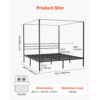 VEVOR Himmelbettrahmen (Kingsize), Metallhimmelbett (363 kg belastbar) mit Himmelbett-Design, robuste Stahllattenstütze, Stauraum unter dem Bett, kein Boxspring erforderlich, Netzrahmen Schwarz – Bild 2 VEVOR Himmelbettrahmen (Kingsize), Metallhimmelbett (363 kg belastbar) mit Himmelbett-Design, robuste Stahllattenstütze, Stauraum unter dem Bett, kein Boxspring erforderlich, Netzrahmen Schwarz – Bild 2