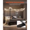 VEVOR Himmelbettrahmen (Kingsize), Metallhimmelbett (363 kg belastbar) mit Himmelbett-Design, robuste Stahllattenstütze, Stauraum unter dem Bett, kein Boxspring erforderlich, Netzrahmen Schwarz – Bild 4 VEVOR Himmelbettrahmen (Kingsize), Metallhimmelbett (363 kg belastbar) mit Himmelbett-Design, robuste Stahllattenstütze, Stauraum unter dem Bett, kein Boxspring erforderlich, Netzrahmen Schwarz – Bild 4