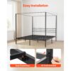 VEVOR Himmelbettrahmen (Kingsize), Metallhimmelbett (363 kg belastbar) mit Himmelbett-Design, robuste Stahllattenstütze, Stauraum unter dem Bett, kein Boxspring erforderlich, Netzrahmen Schwarz – Bild 5 VEVOR Himmelbettrahmen (Kingsize), Metallhimmelbett (363 kg belastbar) mit Himmelbett-Design, robuste Stahllattenstütze, Stauraum unter dem Bett, kein Boxspring erforderlich, Netzrahmen Schwarz – Bild 5