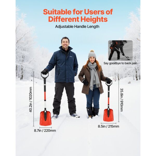VEVOR Schneeschaufel, 22 cm Schneeräumer mit D-förmigem Griff, Schneeschieber 910–1020 mm, Schneeschippe, Schneeschüppe, Schneeräumwerkzeug aus Aluminiumlegierung für Garten, Auto, Camping – Bild 3 VEVOR Schneeschaufel, 22 cm Schneeräumer mit D-förmigem Griff, Schneeschieber 910–1020 mm, Schneeschippe, Schneeschüppe, Schneeräumwerkzeug aus Aluminiumlegierung für Garten, Auto, Camping – Bild 3