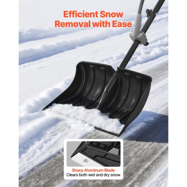 VEVOR Schneeschaufel, 455x320 mm Schneeräumer mit D-förmigen Griffen und Hilfsgriff, Schneeschippe, Schneeschüppe, leichtes Schneeräumwerkzeug für Garten, Auto, Camping im Freien – Bild 2