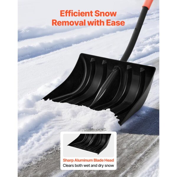 VEVOR Schneeschaufel, 420x340 mm Schneeräumer mit D-förmigen Griffen & Aluminiumklinge, Schneeschieber, Schneeschippe, Schneeschüppe, Schneeräumwerkzeug für Garten, Auto, Camping im Freien – Bild 2