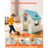 VEVOR Outdoor Spielhaus Outdoor 5 in 1 Gartenhaus (Rollenspielplatz/Basketball/Darts/Fußball/ Ringwurfspiel) Kinderspielhaus mit praktischer Tür & Rutschen-Set & Fenster für Kleinkinder ab 2 Jahren – Bild 2