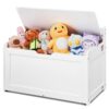VEVOR Kindersitzbank Spielzeug Aufbewahrungsbank, Sitzbank mit Stauraum Kinder Spielzeugkiste, Spielzeug Aufbewahrung, Spielzeugkiste mit Klappdeckel und Rückenlehne, 830 x 455 x 609 mm Weiß
