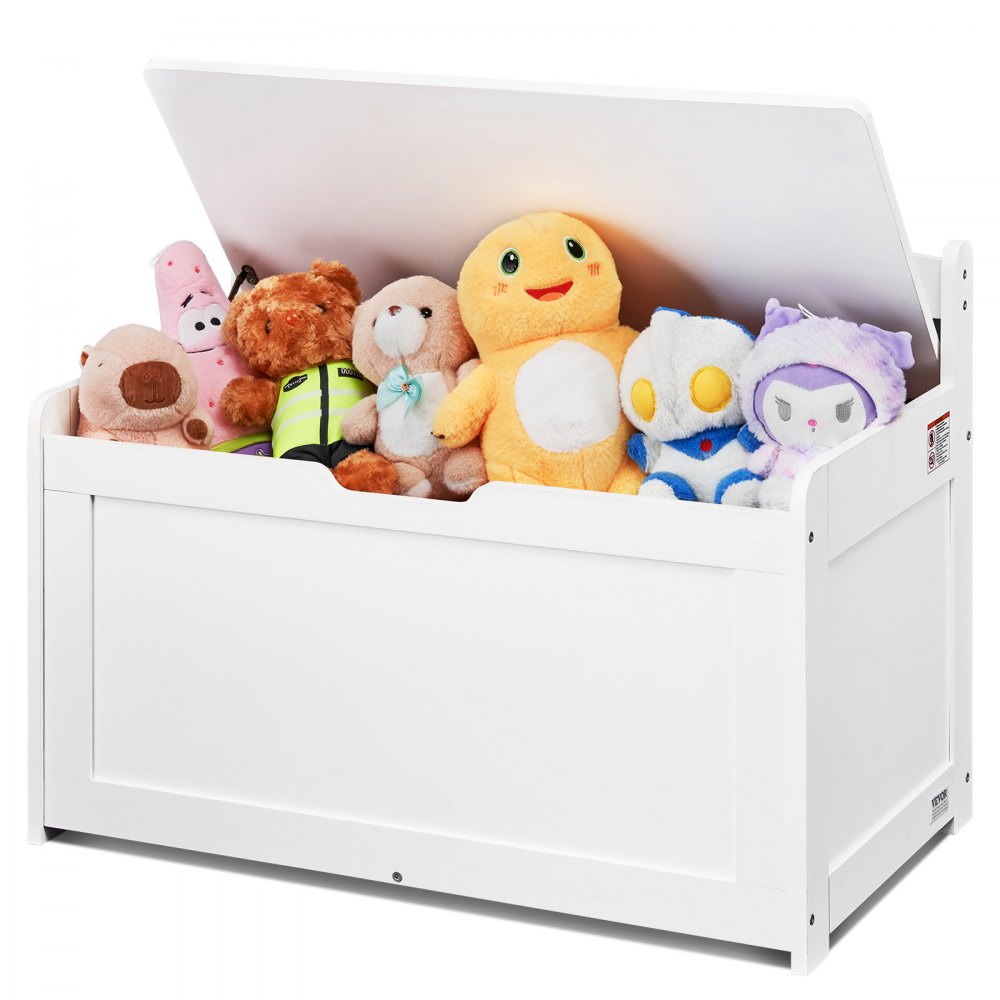 VEVOR Kindersitzbank Spielzeug Aufbewahrungsbank, Sitzbank mit Stauraum Kinder Spielzeugkiste, Spielzeug Aufbewahrung, Spielzeugkiste mit Klappdeckel und Rückenlehne, 830 x 455 x 609 mm Weiß