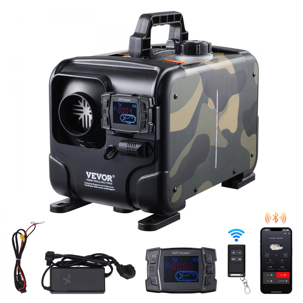 VEVOR 5-8KW Dieselheizung 12 V / 24 V All in One Diesel-Luftheizung mit Bluetooth-App & Fernbedienung