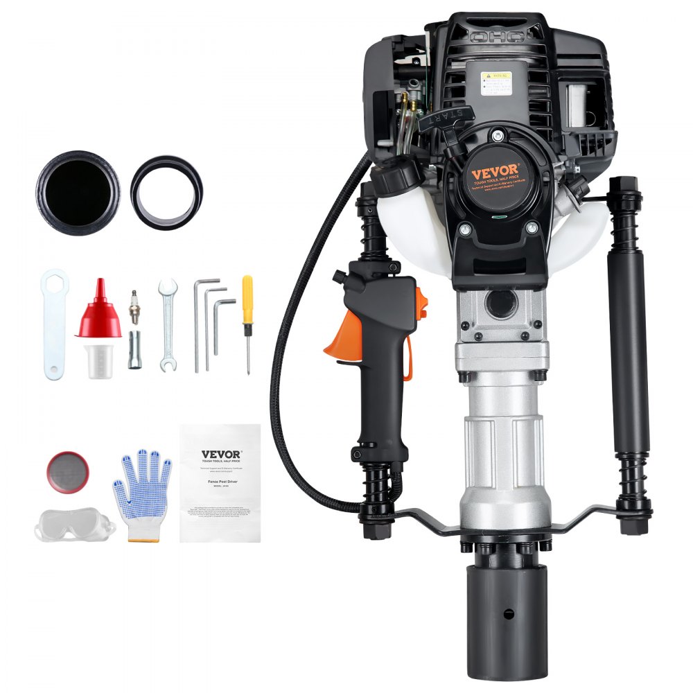 VEVOR 37,77 ccm Benzinbetriebener T-Pfostenrammer, 4-Takt-Zaunpfahlramme mit Benzinmotor, Ranchzäune