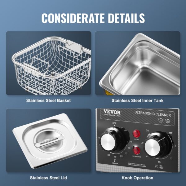 VEVOR 2 L Ultraschallreiniger mit Heiztimer & Korb professionelle digitale Ultraschall Reinigungsgeräte – Bild 5 VEVOR 2 L Ultraschallreiniger mit Heiztimer & Korb professionelle digitale Ultraschall Reinigungsgeräte – Bild 5