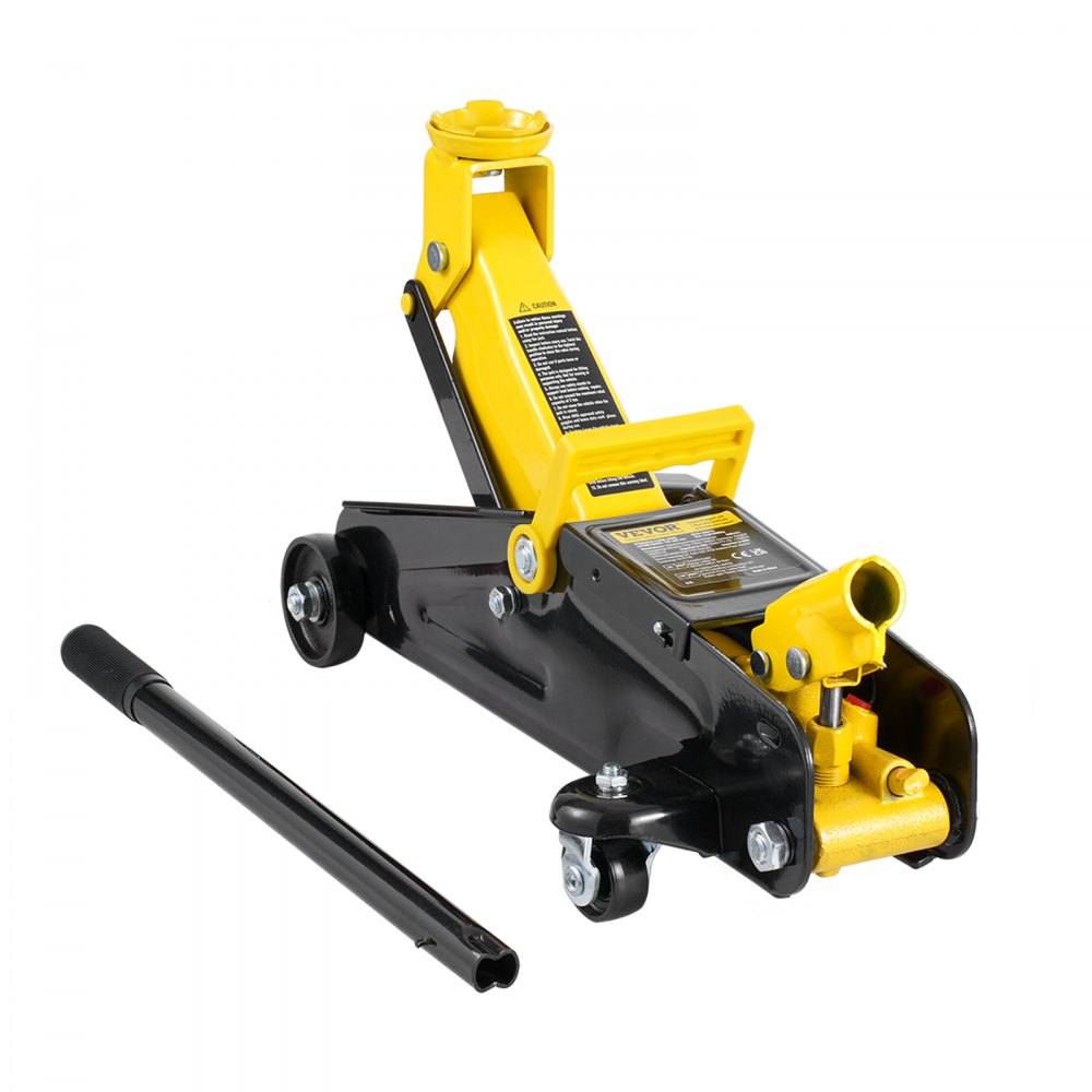 VEVOR hydraulischer Rangierwagenheber Wagenheber mit niedrigem Profil 2 t, robuster hydraulischer Wagenheber aus Eisen hydraulischer Wagenheber mit Einzelkolben-Schnellhubpumpe, gelb 125,2-335 mm